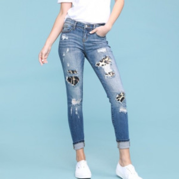 Judy Blue Plus Leopard Backed Jeans - Picture 1 of 5